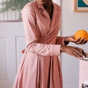 Gal Meets Glam | Elisabetta Pink Bow Wrap Retro Fit Flare 3/4 Sleeve Dress 6